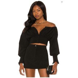 NWT h:ours Sybille Off Shoulder Top in Black XS *missing buttons